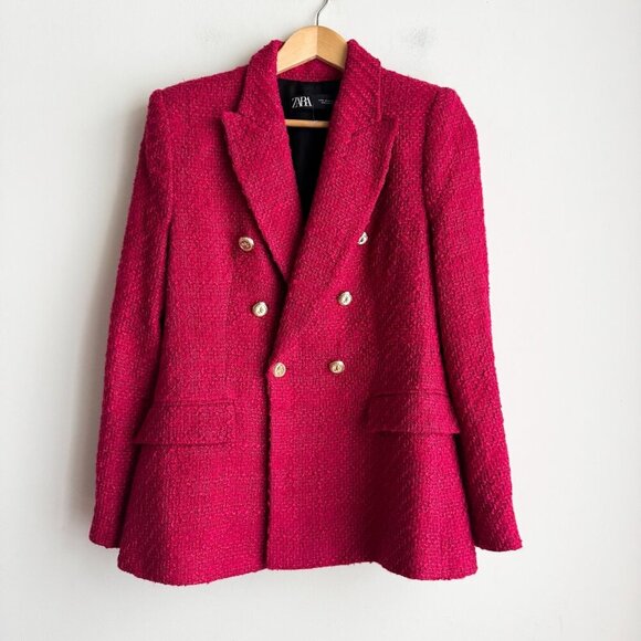 Zara Jackets & Blazers - Zara Magenta Pink Double Breasted Classic Blazer M